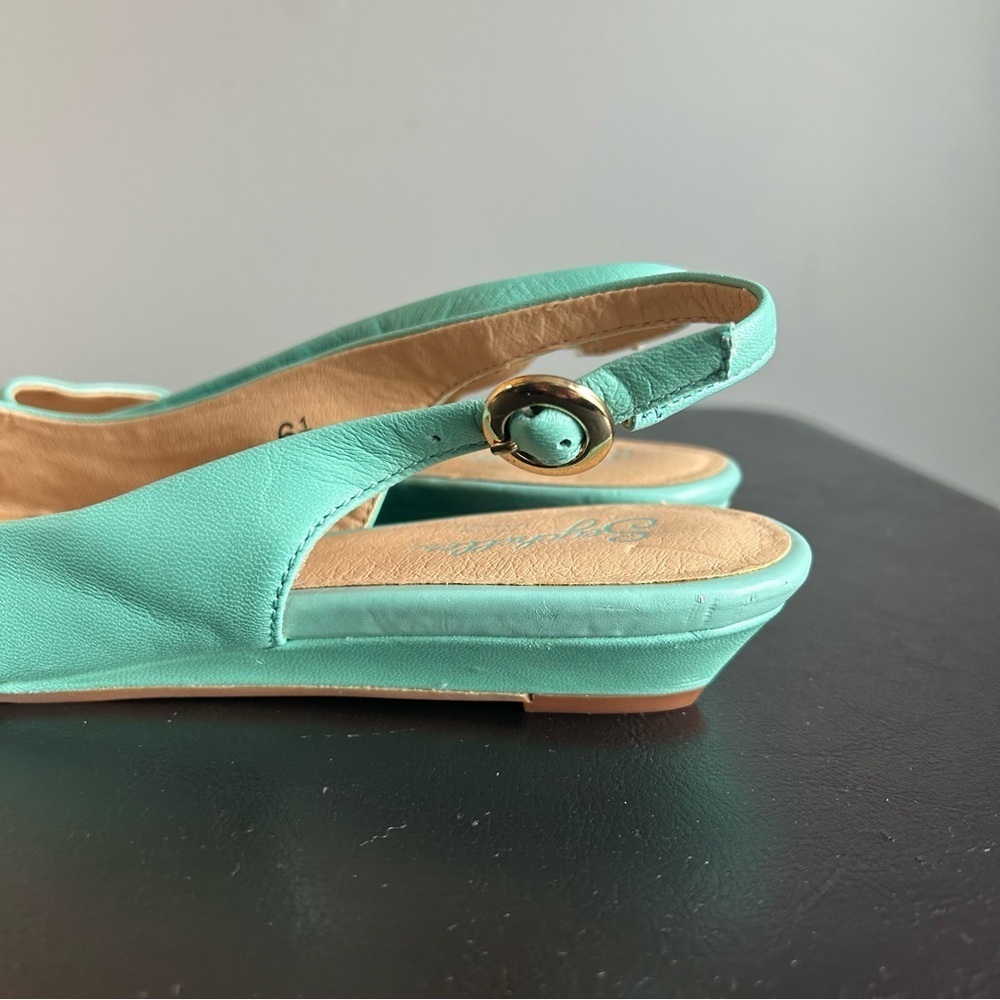 Seychelles Mint Green Reflection Wedge Slingback Shoes - Picture 12 of 13